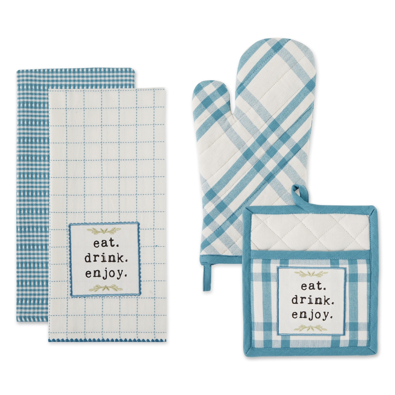 DII® Eat, Drink & Enjoy Kitchen Towels, Potholder & Mitt Set